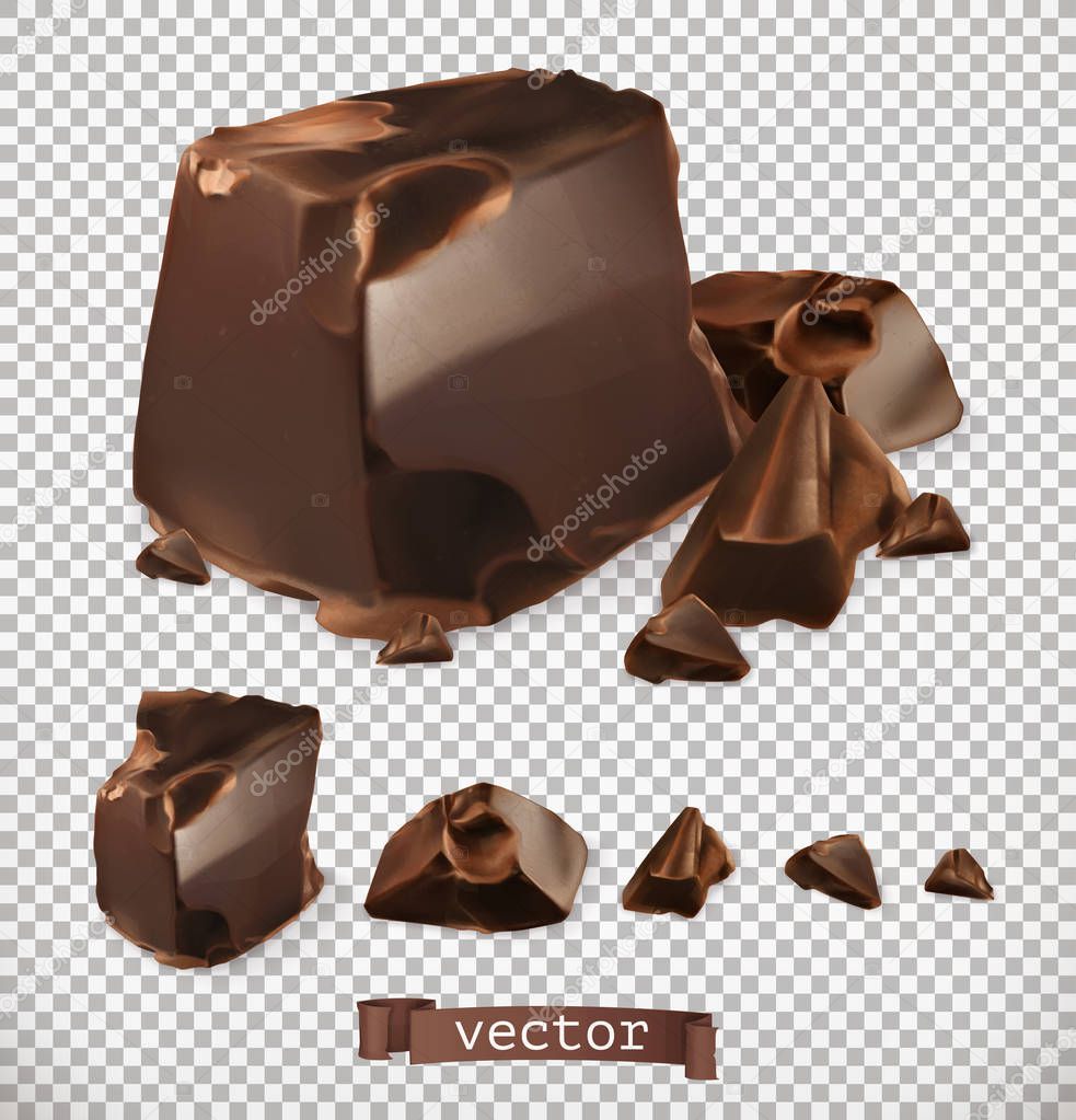 Chocolate pieces, 3d vector set