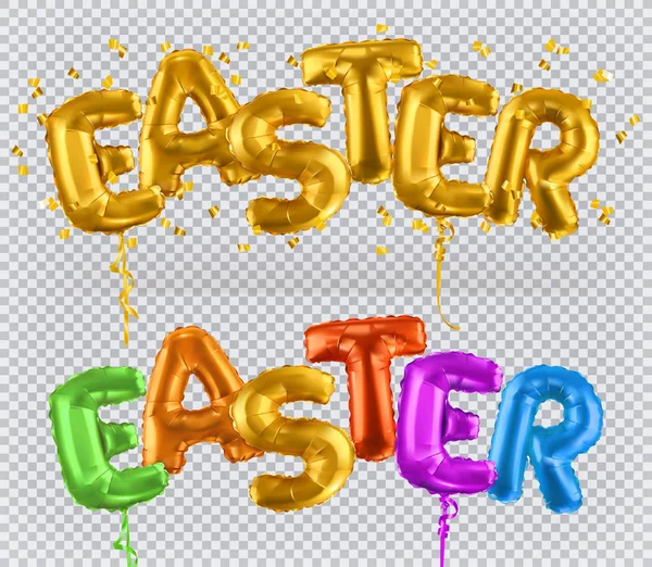 Golden toy balloons. Easter, 3d vector icon — Stock Vector