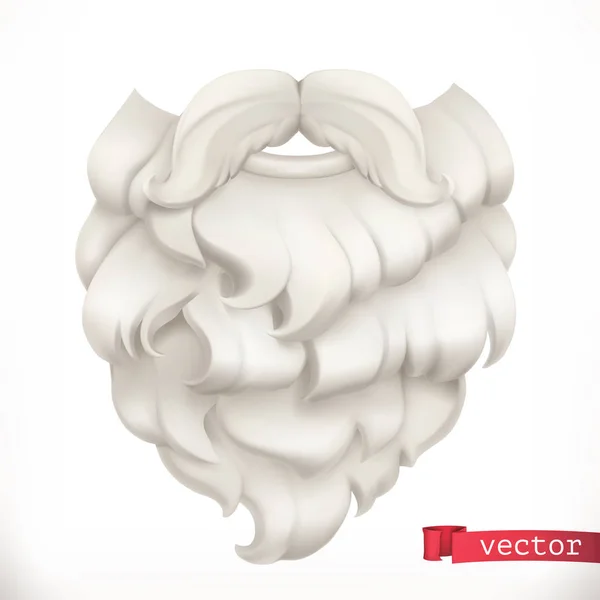 Barba di Babbo Natale. Maschera di Natale icona vettoriale 3d — Vettoriale Stock