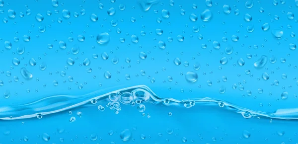 Gotas de agua. Patrón azul sin costuras. 3d vector realista — Archivo Imágenes Vectoriales