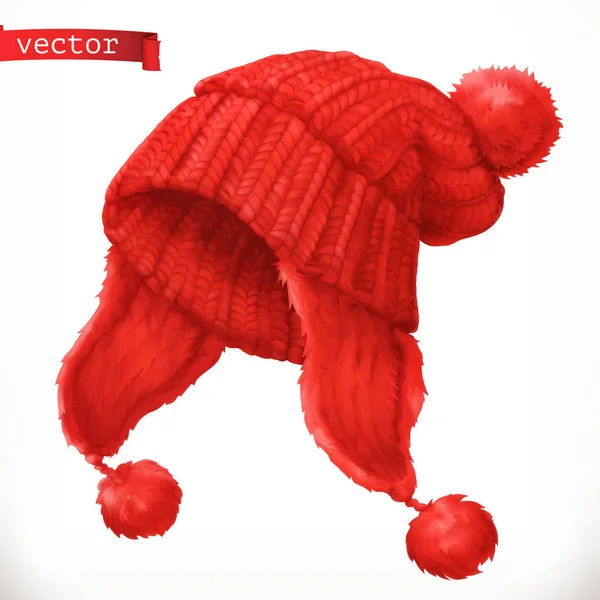 Des vêtements d'hiver. Capuchon tricoté icône vectorielle 3d — Image vectorielle