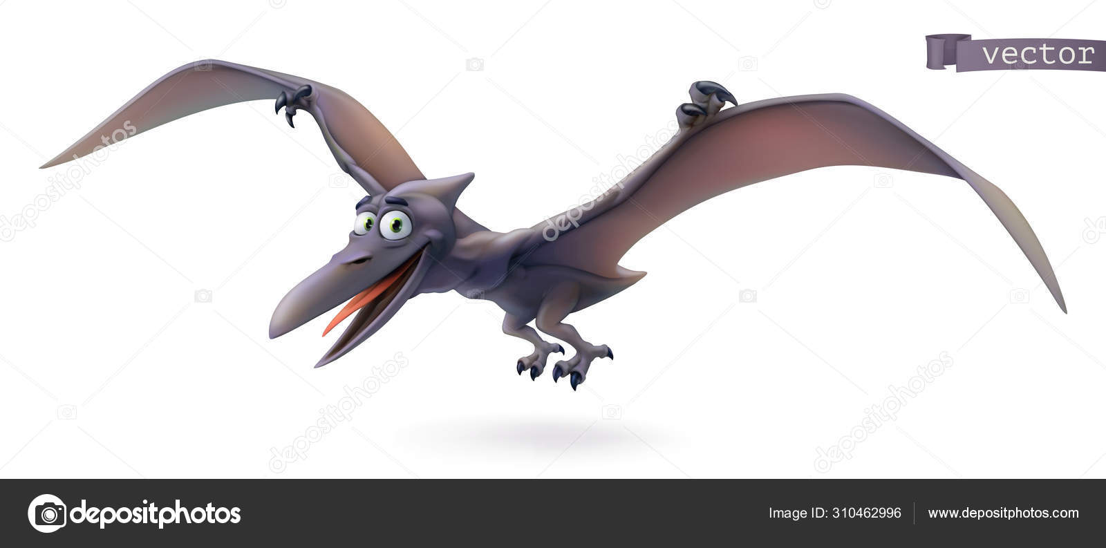 Pterodáctilo Dinossauro Ilustração vetorial . vetor(es) de stock