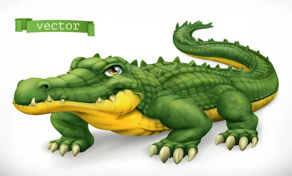 Krokodil, alligator. Rolig karaktär. Animal 3D vektor ikon — Stock vektor