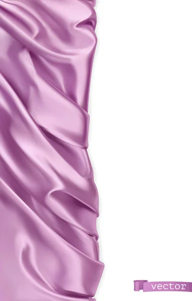 Tejido con cortinas. Cortina violeta. 3d vector realista. Banner vertical — Vector de stock