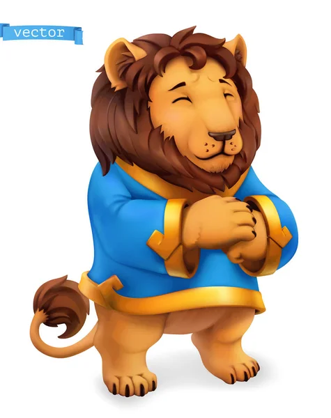 Lion. Grappig dier, 3D vector pictogram — Stockvector