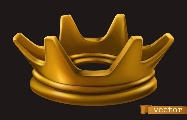 Régi arany korona. 3D vektorikon — Stock Vector