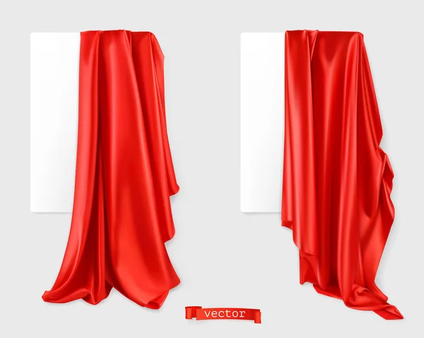 Tenda rossa immagine vettorializzata. Tessuto per drappeggi. vettore realistico 3d — Vettoriale Stock