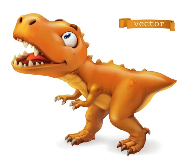 Tiranossauro. Caráter de desenho animado de dinossauro T. rex. Animal engraçado ícone vetor 3d — Vetor de Stock