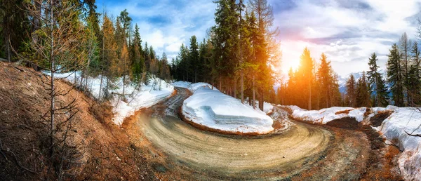 Vista Estrada Montanha Alpes Suíça Inverno Natureza Fundo Imagens De Bancos De Imagens