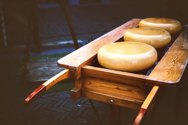 Holland Cheese Rounds Traditional Market Food Background — Stock Photo, Image