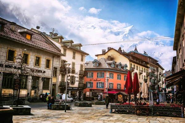 Chamonix Francia Aprile 2019 Paesaggio Urbano Con Villaggio Chamonix Stazione — Foto Stock