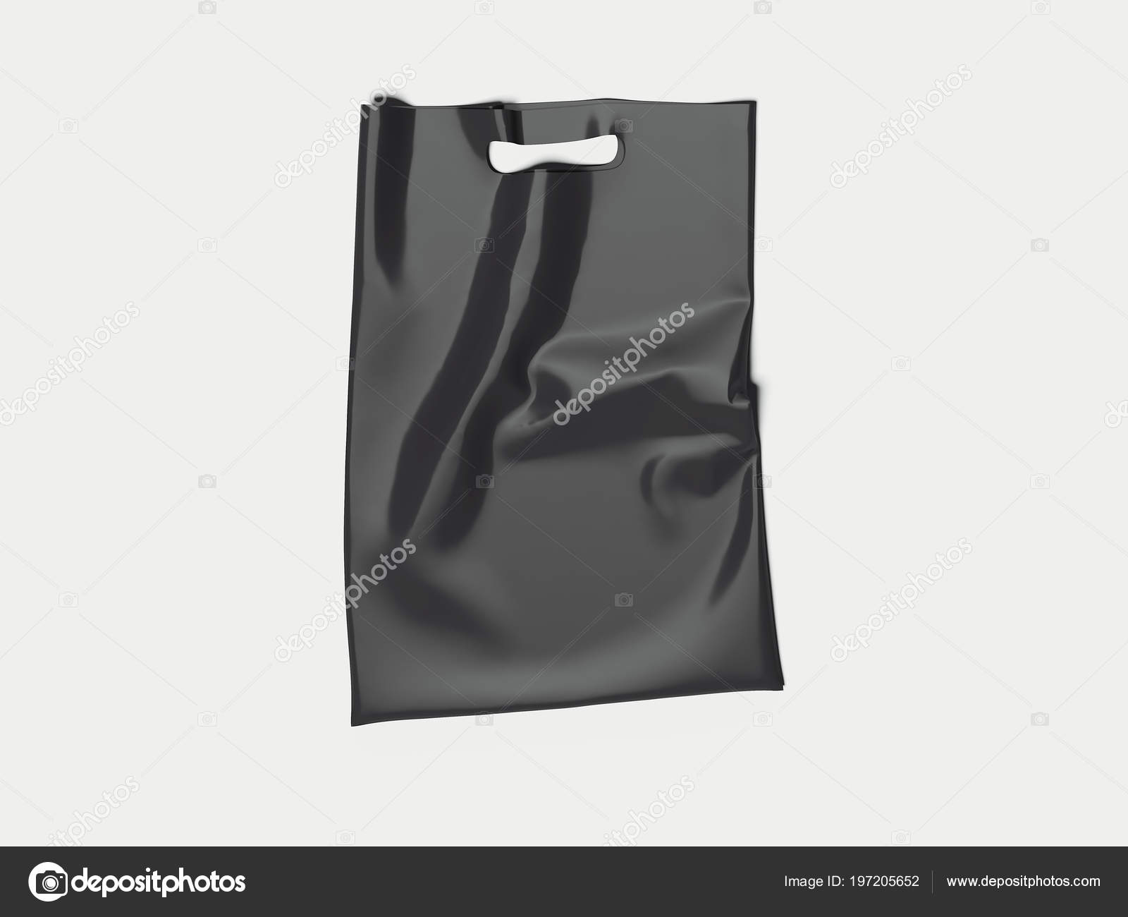 Black Plastic Bag Isolated On White Background, 3d rendering Stock