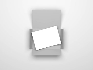 Beyaz kağıt kartı, 3d render ile gerçekçi açılan zarf