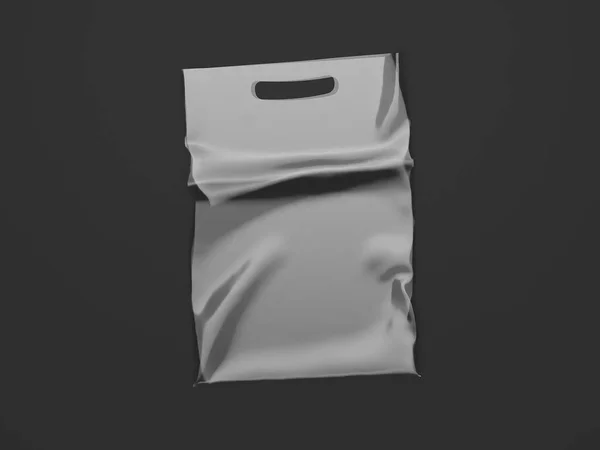 Πλαστική τσάντα απομονωμένες σε μαύρο φόντο, 3d rendering — Φωτογραφία Αρχείου