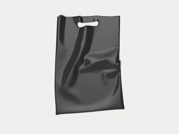 Sac en plastique noir isolé sur fond blanc, rendu 3d — Photo