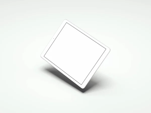 Realistic tablet with white screen on white background, 3d rendering — Stock Photo, Image