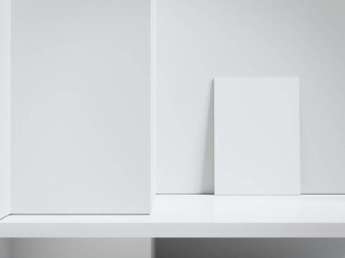 Beyaz duvarları, 3d render yanındaki boş kapalı tabelasını