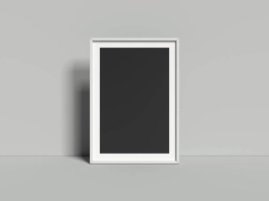 Gri arka plan, 3B oluşturma gerçekçi boş çerçeve