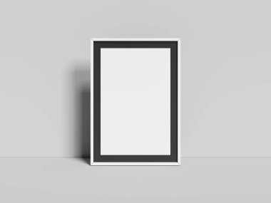 Gri arka plan, 3B oluşturma gerçekçi boş çerçeve