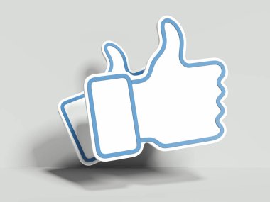 Light blue thumb up icons on white background, 3d rendering clipart