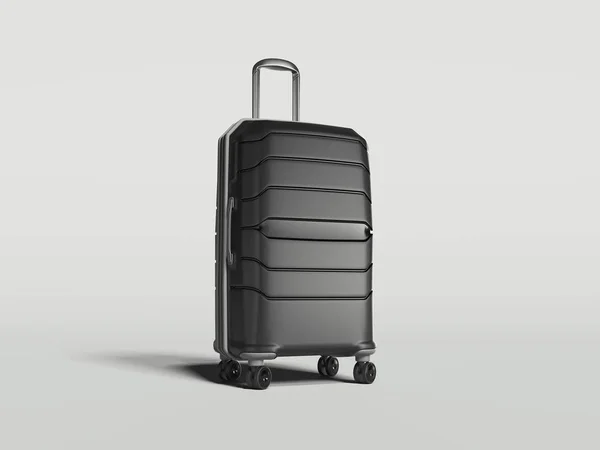 Cestovní kufr černý na bílém pozadí. 3D vykreslování — Stock fotografie