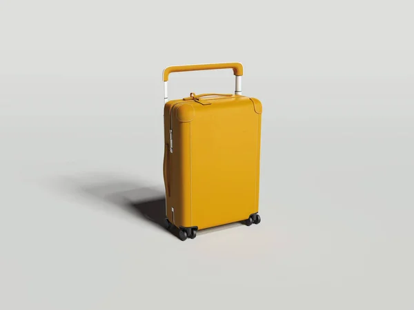 Travel yellow suitcase on white background. 3d rendering — Stock Photo, Image