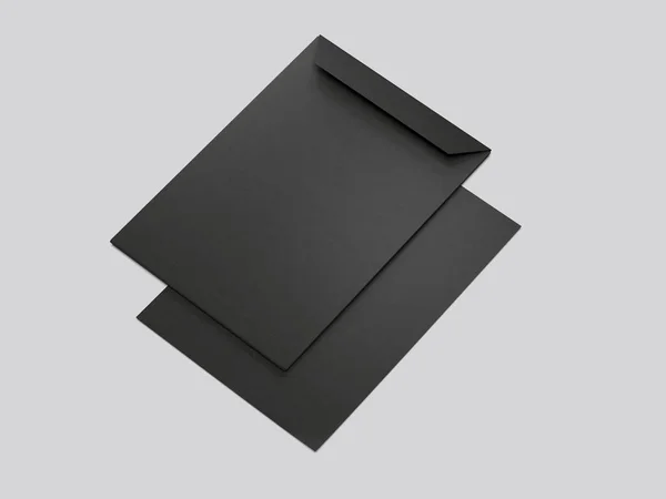 Sobre negro y papel negro, representación 3d — Foto de Stock