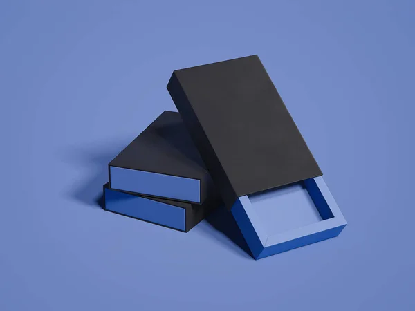 보라색 배경, 3d 렌더링에 블랙 박스 — 스톡 사진