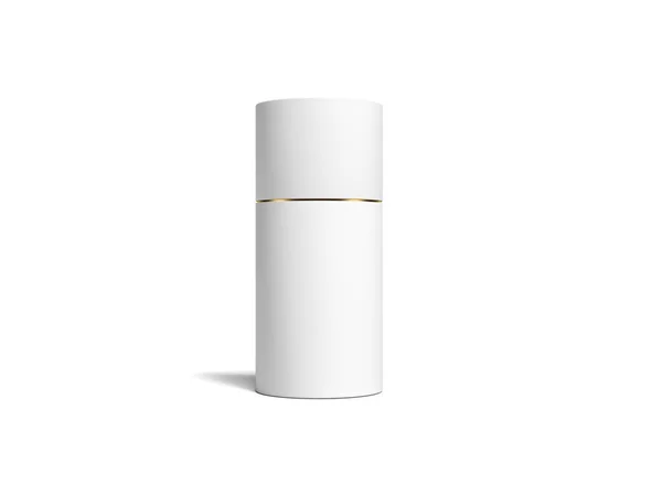 Weißer realistischer runder Kasten auf weißem Hintergrund. 3D-Darstellung — Stockfoto