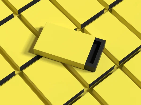 Yellow box on yellow boxes background, 3d rendering — Stock Photo, Image