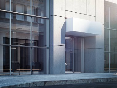 İş Merkezi giriş boş tabela, 3d render ile