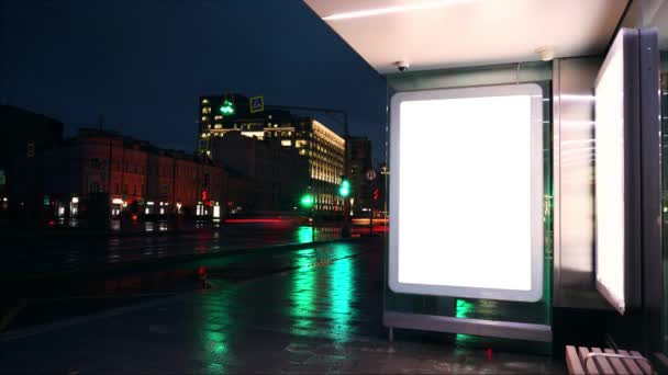 Download Free Blank Banner At The Bus Stop Night Time Laps Stock Video C Ekostsov 201458514 PSD Mockup Template