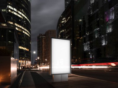 Şehirde boş ana başlık gece zaman. 3D render