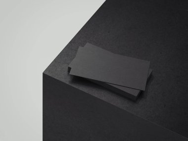 Siyah kartvizit siyah küp, 3d render.