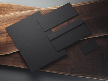 İş Kırtasiye kadar sahte. Kurumsal kimlik şablon kümesi. 3D render