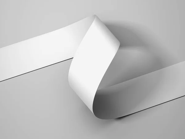 White paper ribbon on light gray background, 3d rendering. — Stock Photo, Image