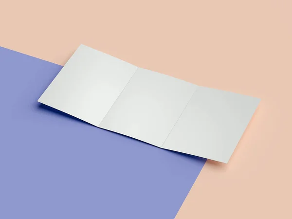 White cardboard sheet on multicolour background, 3d rendering. — Stock Photo, Image