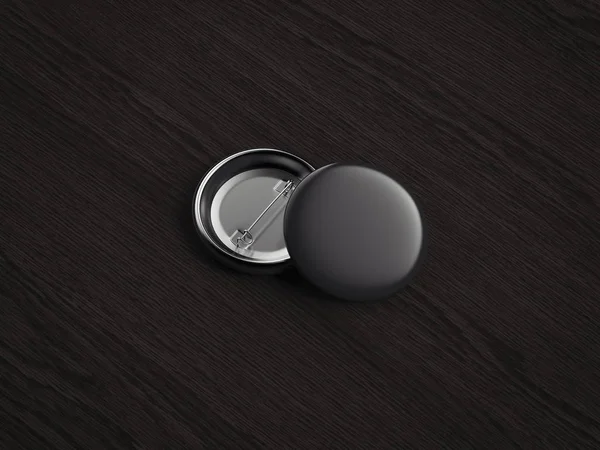 Svart pin knappar på mörk trä bakgrund, 3d-rendering. — Stockfoto
