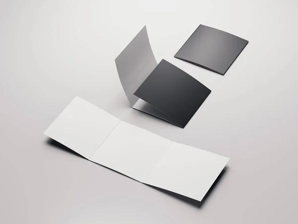 Close up de folhetos em branco definido no fundo claro, renderização 3d . — Fotografia de Stock