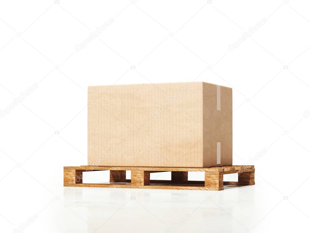 Cardboard box on white background, 3d rendering