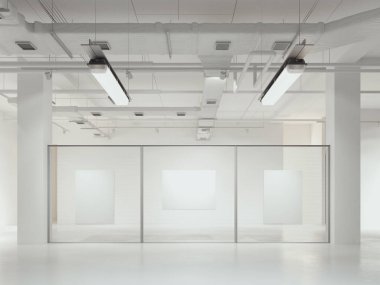 Showroom, 3d render üç tuval posterlerini açmaları.