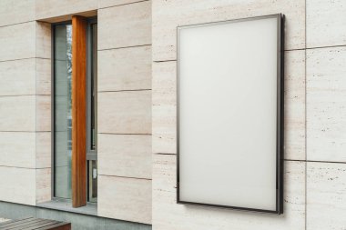 Parlak modern bina duvar, 3d render, boş beyaz açık afiş.