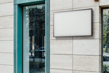 Parlak modern bina duvar, 3d render, boş beyaz açık afiş.
