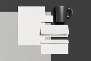 Boş iş Kırtasiye mock-up, kimlik marka için şablon. 3D render.