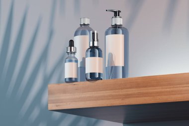 Krem, losyon kozmetik ayarla şişe. Boş plastik kaplar. 3D render.