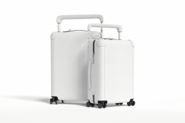 Two white blank suitcases isolated on white background, 3d rendering. clipart