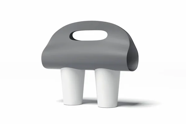 Leere Kaffeetassen-Trägerattrappe isoliert auf weißem Hintergrund. 3D-Darstellung. — Stockfoto
