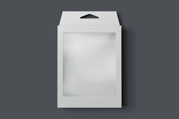 Geïsoleerde witte kartonnen doos op witte achtergrond. 3D-rendering. — Stockfoto