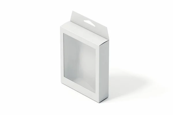 Caja de cartón blanco aislado sobre fondo blanco. renderizado 3d . — Foto de Stock