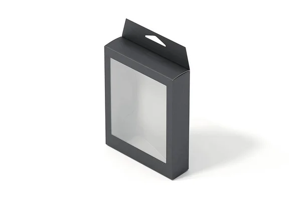Изолированная черная картонная коробка на белом фоне. 3d-рендеринг . — стоковое фото